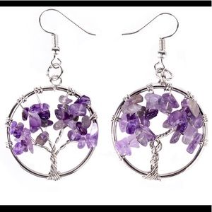 SOLD Natural Amethyst Tree Of Life Earring NEW